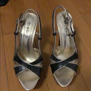 Bebe open toes strap heeled sandals